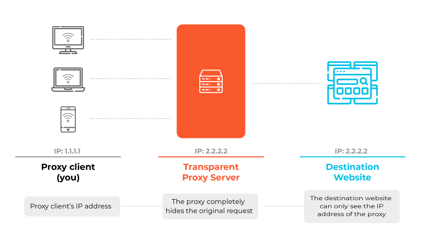 Diagram depicting the functionality of an anonymous proxy
