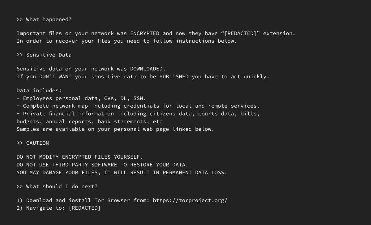 BlackCat Ransom Note